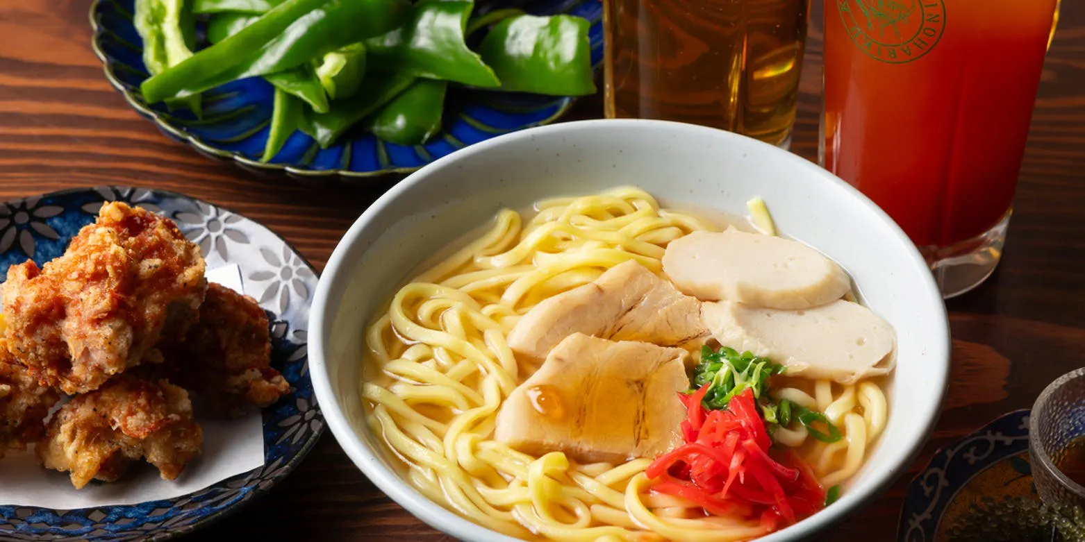 Enjoy our specialty dishes, such as green peppers with spicy meat miso, chicken karaage, and Okinawa soba to finish, at a great value! Easy Course